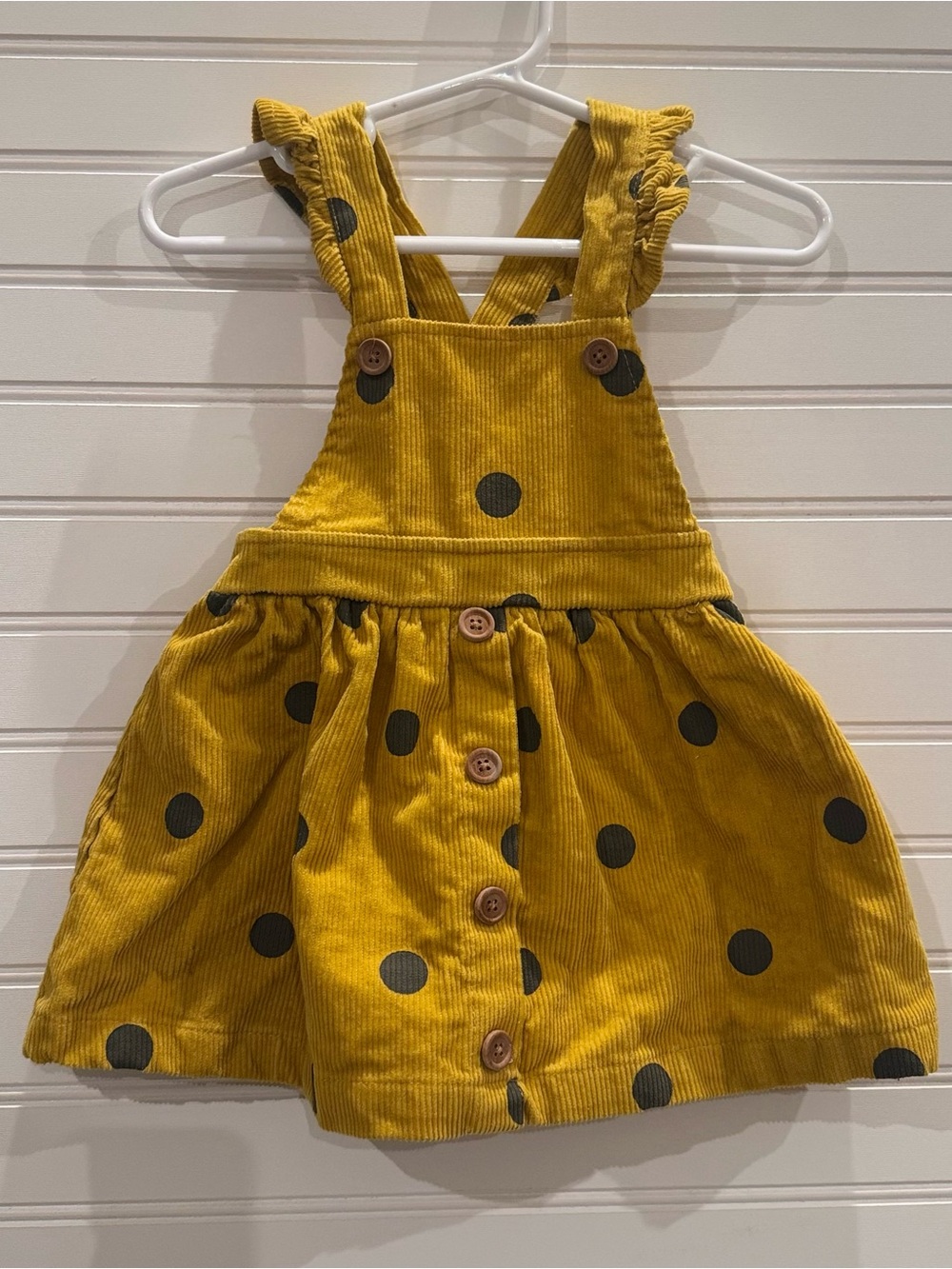 Blueberi Boulevard 12M Mustard Corduroy Polka Dot Jumper Dress